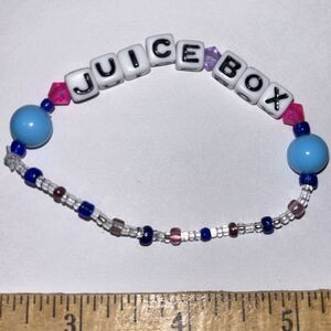 Juice Box Beaded Stretch Bracelet Blue Y2K Handcrafted Cute Adult Humor Jewelry